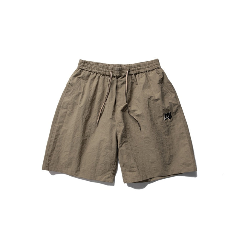 Unisex Shorts Embroidered Khaki Nylon Loose