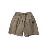Unisex Shorts Embroidered Khaki Nylon Loose