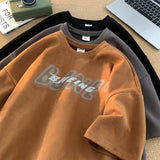 Men T Shirt Suede Summer Loose Casual