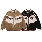 Men Coat Plush Baseball Uniform Jacket