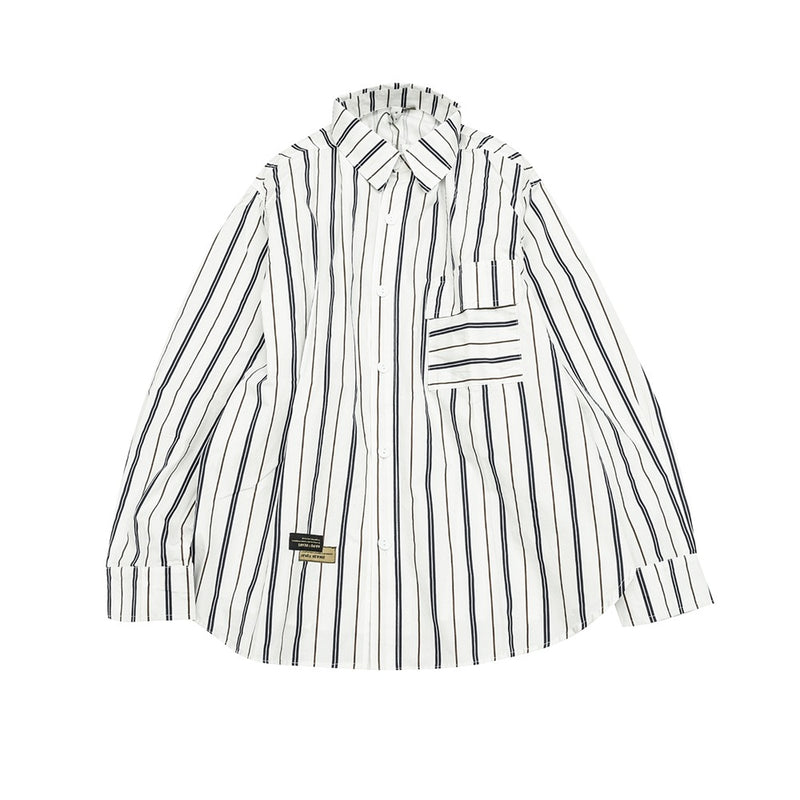 Unisex Shirt Vintage Cityboy Casual Loose Stripes