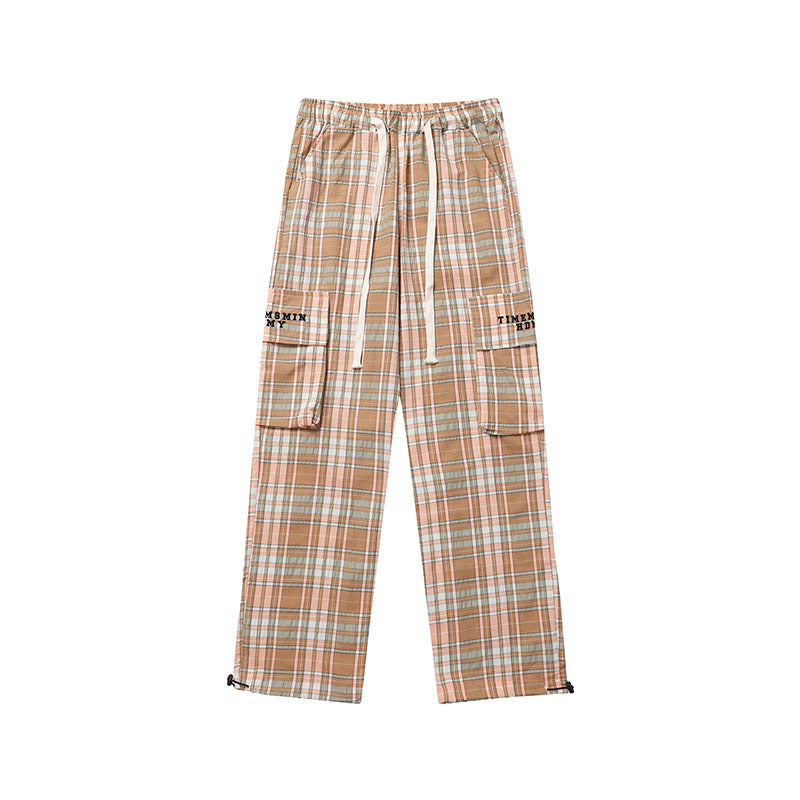 Cargo Pants Plaid Colorblock Multi-Pocket Cargo Pants