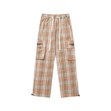Cargo Pants Plaid Colorblock Multi-Pocket Cargo Pants