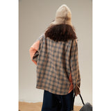 Unisex Shirt Plaid Retro Stitching Cardigan