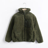 Women Cotton Coat Polar Fleece Winter Thermal Zipper Fleece-Lined Thicken Children