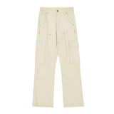 Men Jeans Workwear Pure Color All-Matching Multi-Pocket Loose
