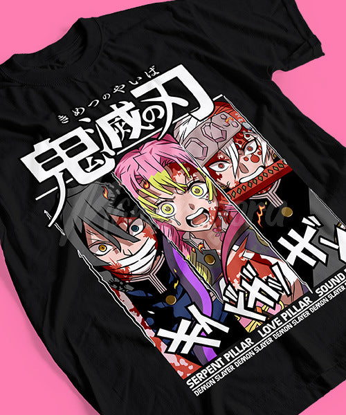 T-shirt For Anime Demon Slayer Mitsuri, Uzui y Obanai
