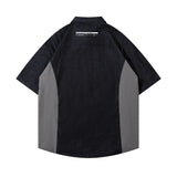 Short Sleeve Shirt Color Matching Casual College Style