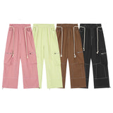 Cargo Pants Silk Drape Multi-Pocket Slacks