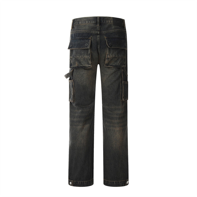 Men Jeans Multi-Pocket Loose Distressed