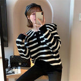Women Pullover Sweater Stripes Slimming Sweater
