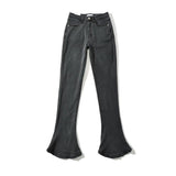 Women Jeans Slim Fit Bell-Bottom Pants Fleece-lined