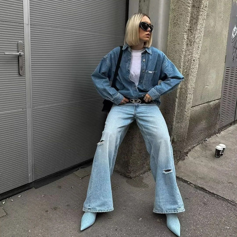 Women Jeans Hot Girl Make Old Ripped Loose Slimming