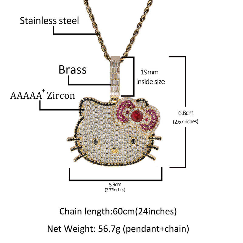 Jewelry ins Wind Cat Necklaces Copper Zircon Gold Sweet Pendant Twist Chain Necklaces Hello Katie St. Valentine's