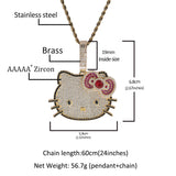 Jewelry ins Wind Cat Necklaces Copper Zircon Gold Sweet Pendant Twist Chain Necklaces Hello Katie St. Valentine's