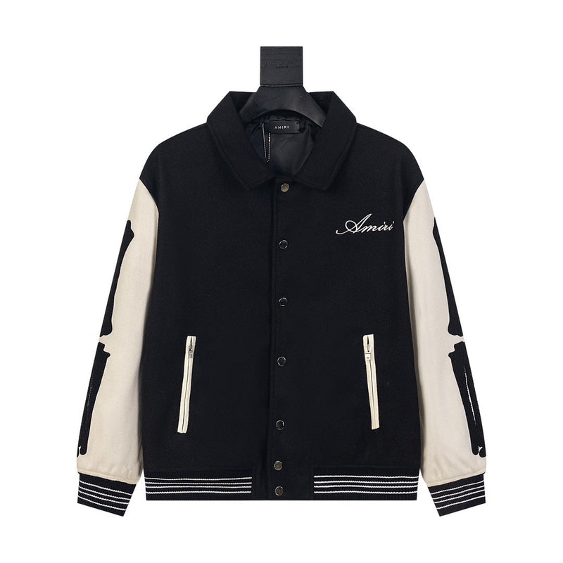 Amiri Jacket AMI Letter Embroidery Contrast Sleeve Jacket Jacket Men's and Women's
