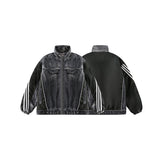 Unisex Coat Stitching Quilted Denim Coat Couple