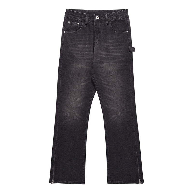 Men Jeans Distressed Loose Casual Zipper Slit
