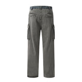Men Jeans Stitching Trendy Loose Multi-Pocket