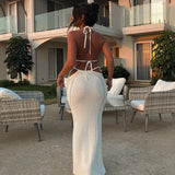 Women Dress Sexy Lace-up Knitted Dress