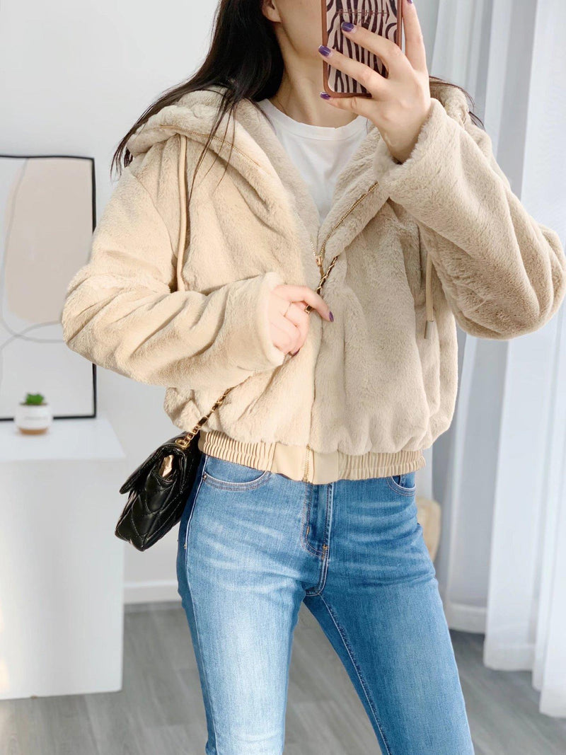 Women Cotton Coat Casual Fur Hairy Cotton Jacket