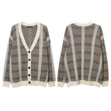 Women Sweater Loose Cardigan Coat Splicing Knitwear