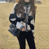 Women Knitted Cardigan Vintage Knitted Short Sweater