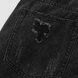 Men Jeans Embroidery Vintage Loose Pockets Worn
