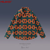 MIJKO Mens Jacket Geometric Striped Jacket