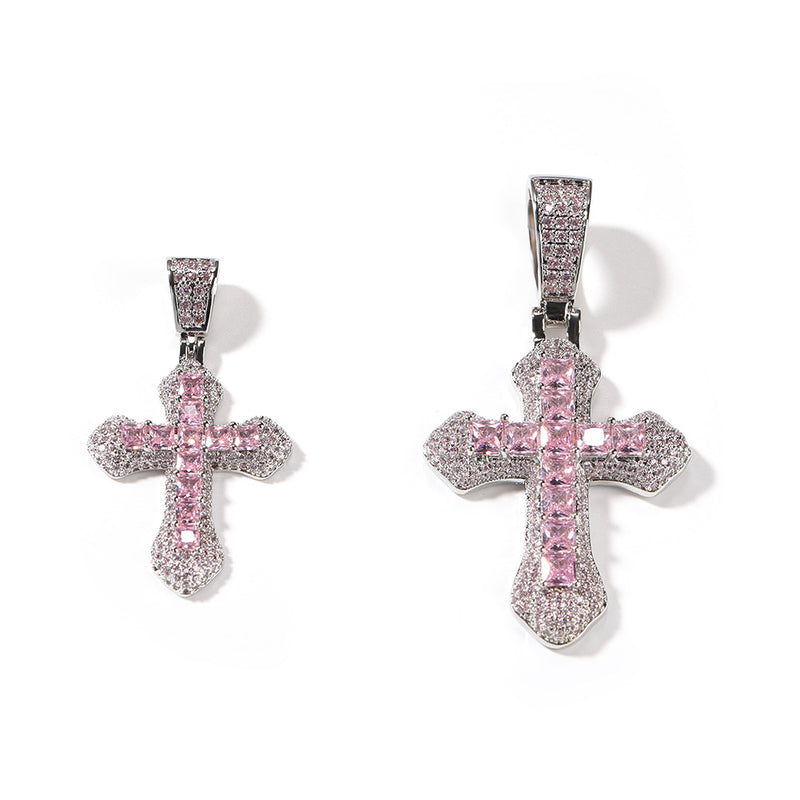 Jewelry Cross Necklace Copper Set Purple Zircon Light Luxury Crosses Spectrum St. Valentine's