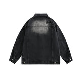 Women Jackets Retro Tattered Jeans Distressed Turn-down Collar Coat