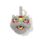 Jewelry Vintage Creative Lion Dance Hip Hop Copper Inlaid Zircon Colored Lion Head Necklace Far East Spectrum Animal St. Valentine's