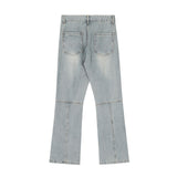 Men Jeans Stitching Topstitching Loose Zip