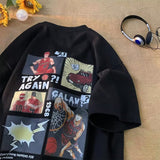 Men T Shirt Fun Cartoon Anime Loose Cotton