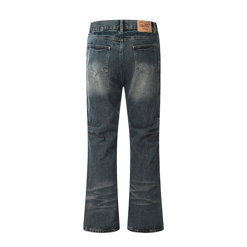 Men Jeans Fashion Flared Jeans Retro Loose All-Match Distressed