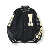 Kapital Jack Hitian Hehong Leather Sleeve Stitching Towel Embroidered Bone Baseball Uniform Jacket Coat