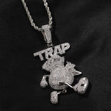 Jewelry Hip Hop TRAP Full Diamond Cartoon Pendant Fashion Necklace Spectrum