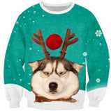 Black Christmas Sweater Christmas round Neck Sweater Casual Funny Santa Claus