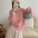 Women Pullover Sweater Retro Gentle Temperament Knitted Thickening