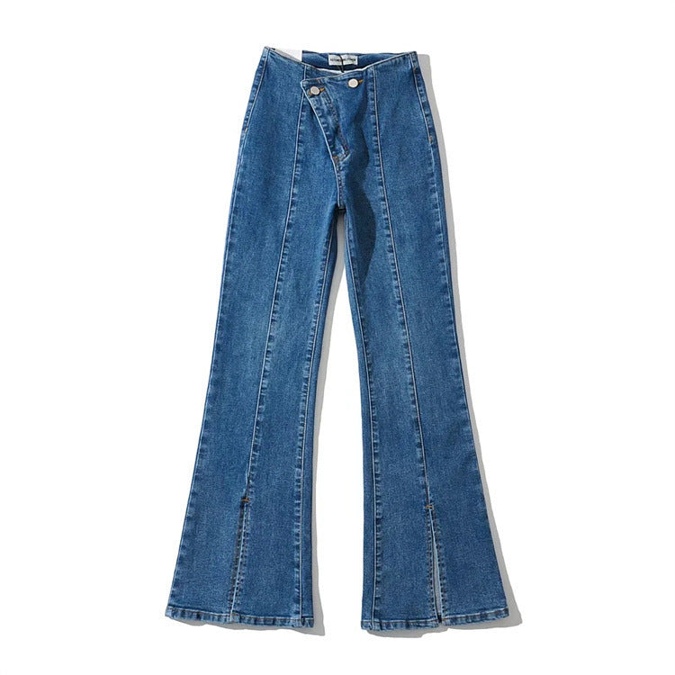 Women Jeans Casual Simple Bootcut Trousers