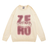 Women Sweater Letter Printed Knitted Top Versatile