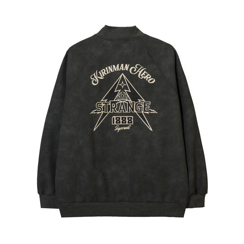 Women Jackets Suede Embroidered Baseball Uniform Retro Loose