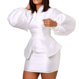 Women Jumpsuit Puff Sleeve plus Size Suit Skirt