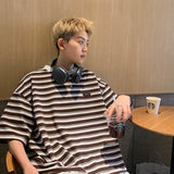 Men T Shirt Loose Summer Stripes