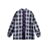 Unisex Shirt Patch Stitching Plaid Loose Casual Long Sleeves