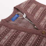 Men Sweater Striped Jacquard Sweater Wool Back Cardigan