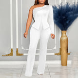Women Jumpsuit Women's Oblique Shoulder Beaded