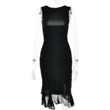 Women Dress Summer Sexy Pleated Dress