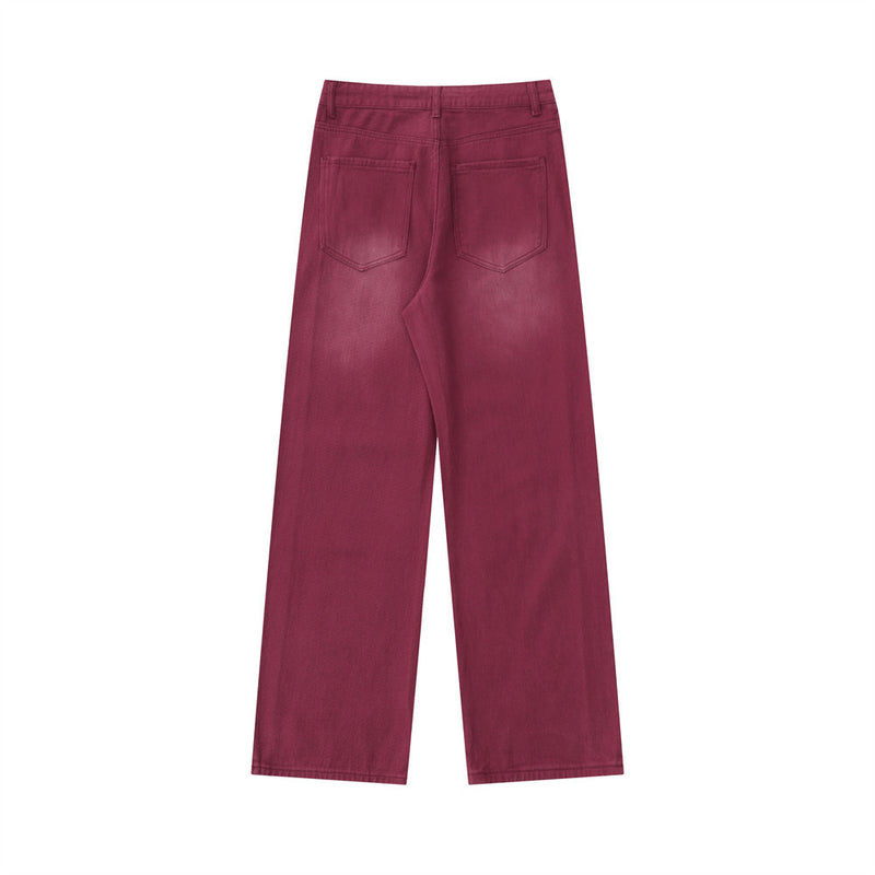 Men Jeans Side Ribbon Stitching Loose Casual