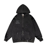 Gallery Dept Hoodie Loose Casual Cardigan Distressed Hoodie
